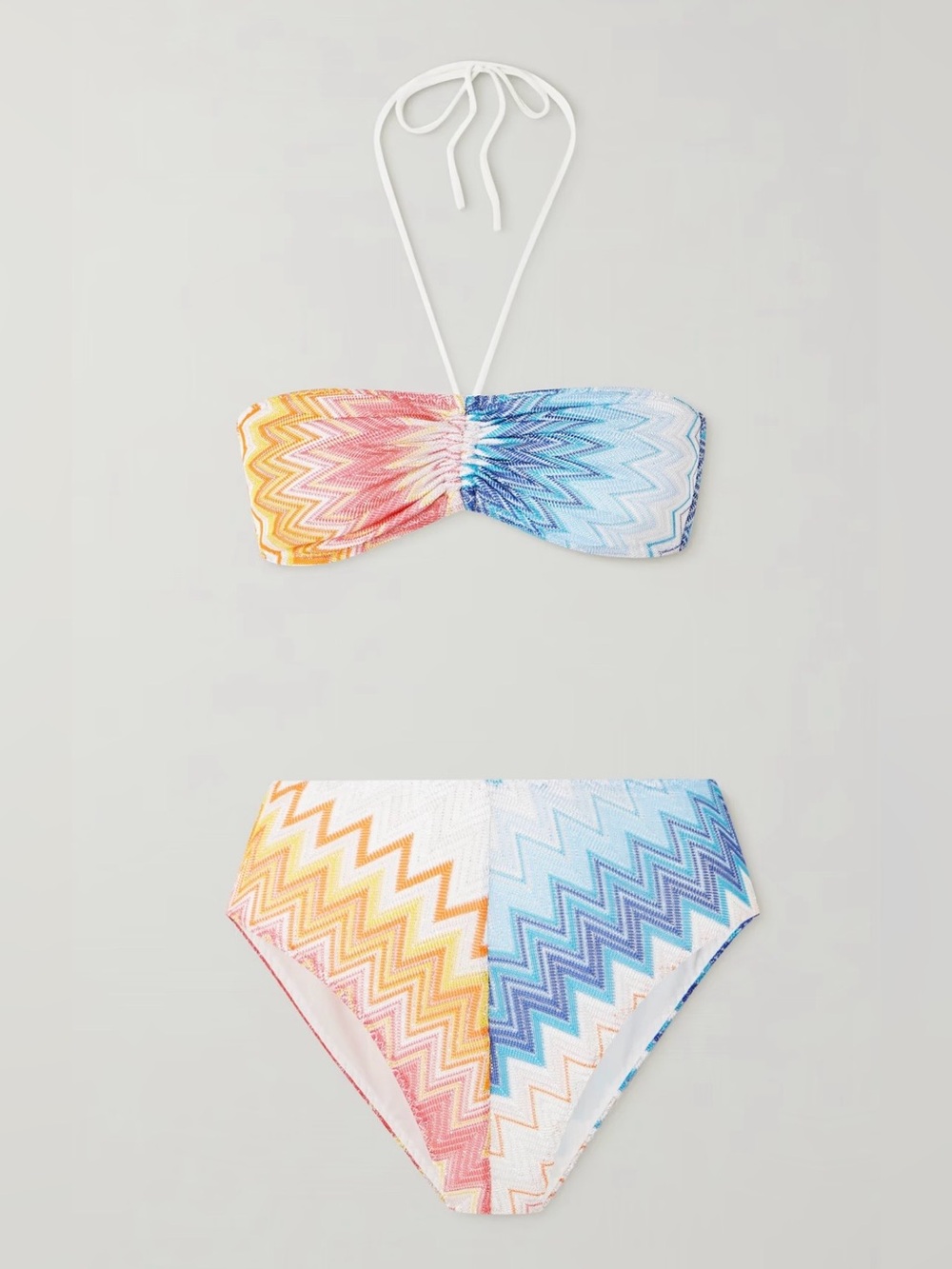 Missoni Multicolor Zigzag Bandeau Bikini - Pink, Orange, Yellow, Blue